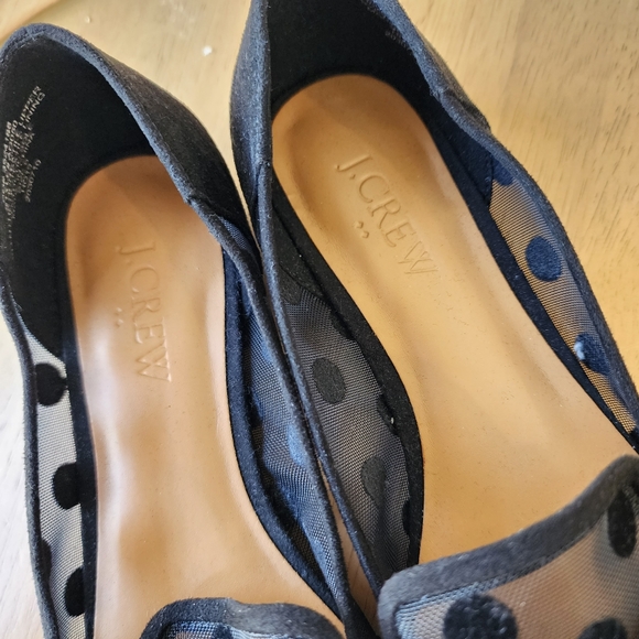 J. Crew dot mesh black flats with velvet bow - Picture 5 of 10